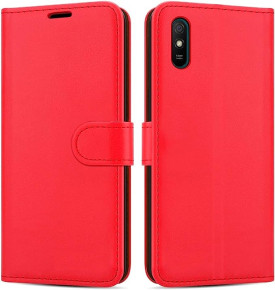 Луксозен кожен калъф тефтер стойка и клипс FLEXI за Xiaomi Redmi 9A / Xiaomi Redmi 9AT червен 
